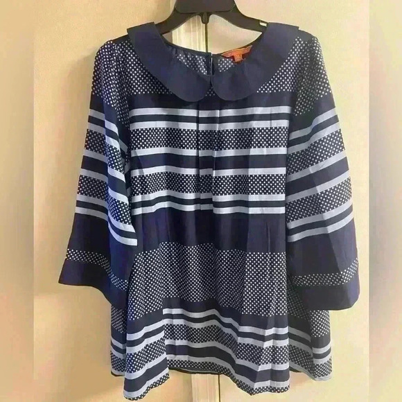 ModCloth navy blue pull over blouse granny core Peter Pan collar. Sz 1X. NWOT - Picture 1 of 6